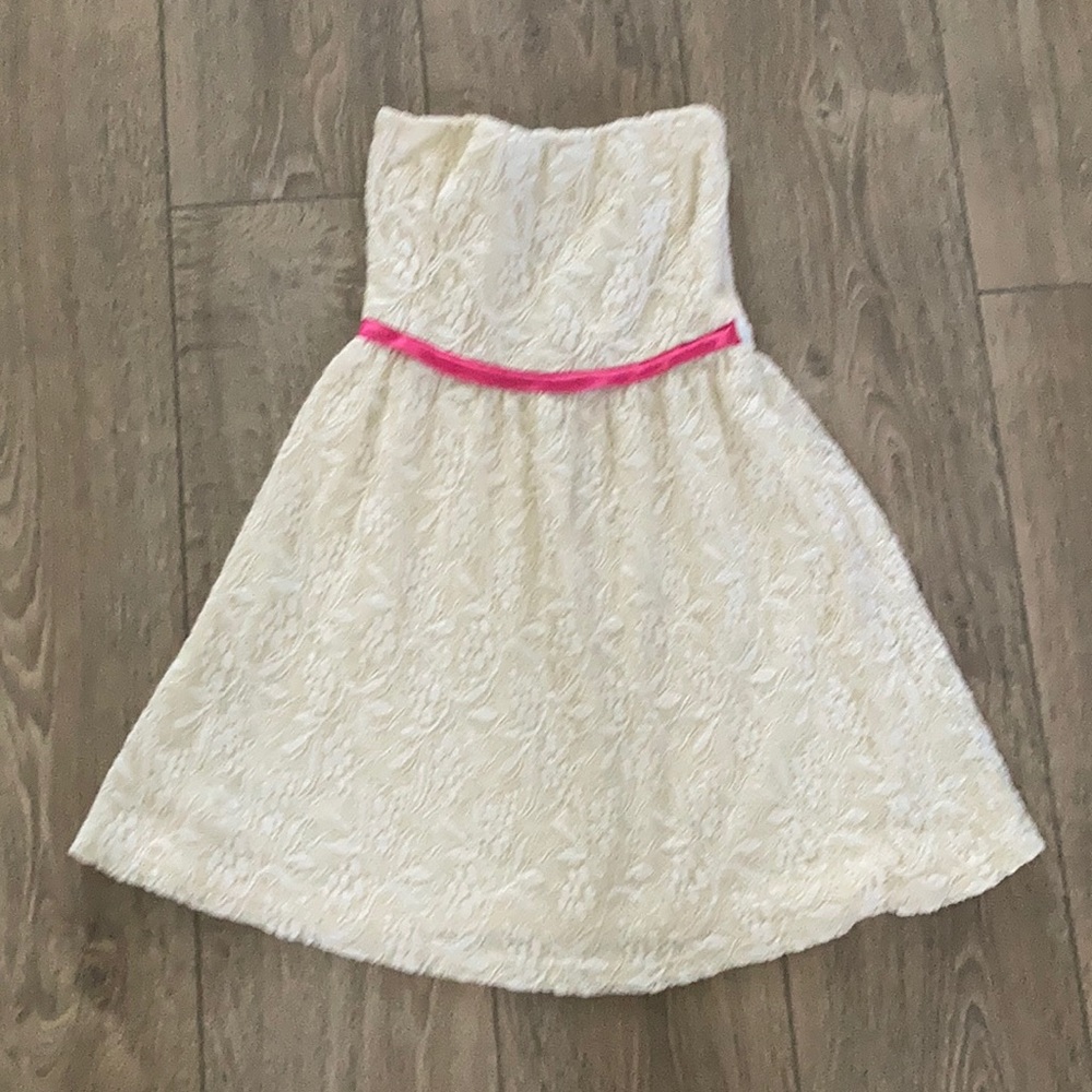 Stradivarius Cream Lace Dress With Open Back